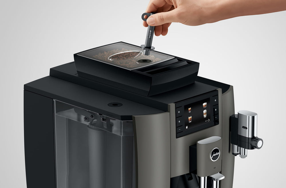 Jura W8 EA Dark inox professional coffee machine - coffee container lock