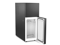 Übermilk FG12i under-counter milk fridge, black, door open with milk container